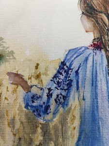 Майстер-клас з акварелі Жіноча фігура на заході сонця