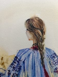 Майстер-клас з акварелі Жіноча фігура на заході сонця